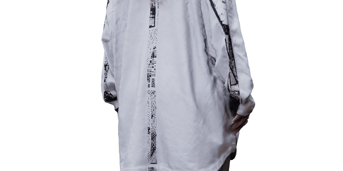 Retinattraktiv chemise imprimée blanche upcycling nike